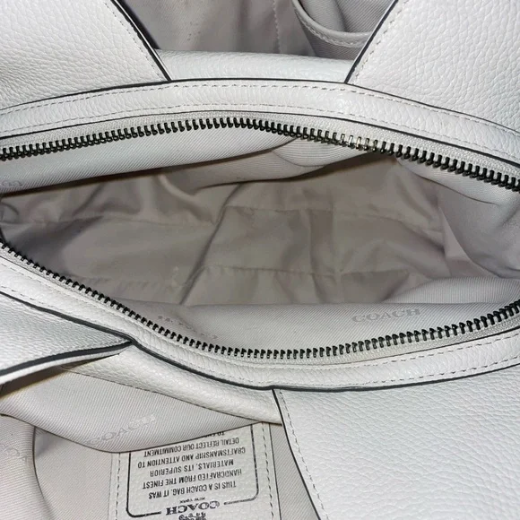 Coach Edie 31 Bandana Rivets Shoulder Bag Chalk White Pebble Leather - Picture 12 of 14